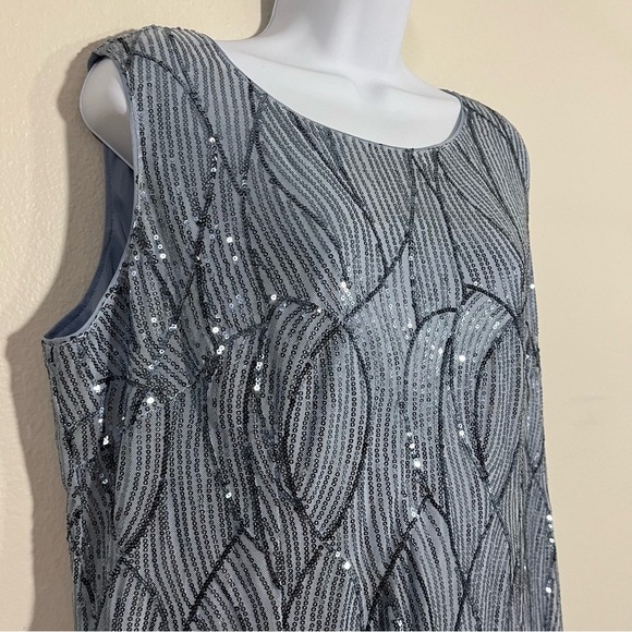 Elegant Fully Sequin Dress Plus Size 2X Stretch Slate Blue Formal Party Holiday - Picture 5 of 8